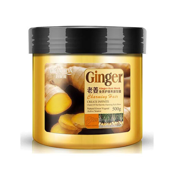 BIOAQUA-GINGER-HAIR-MASK-3 بيواكوا الزنجبيل العشبي الطبيعي قناع ضد تساقط الشعر ونمو الشعر - الصورة 1