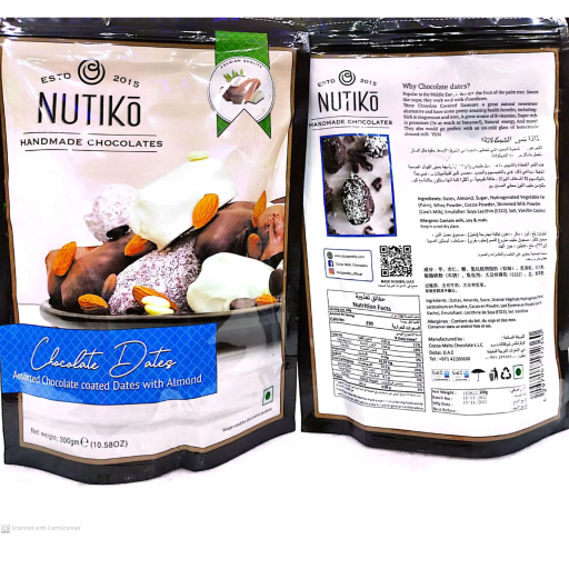 nutiko handmade chocolate Assorted chocolate coated dates with almonds