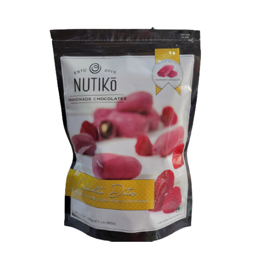 nutiko handmade chocolate raspberry chocolate coated dates with almond