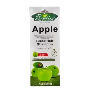 Beutisa Apple Hair Color Natural Black Shampoo 3-in-1 – Natural Black Hair Color in 5 Minutes, 500ml